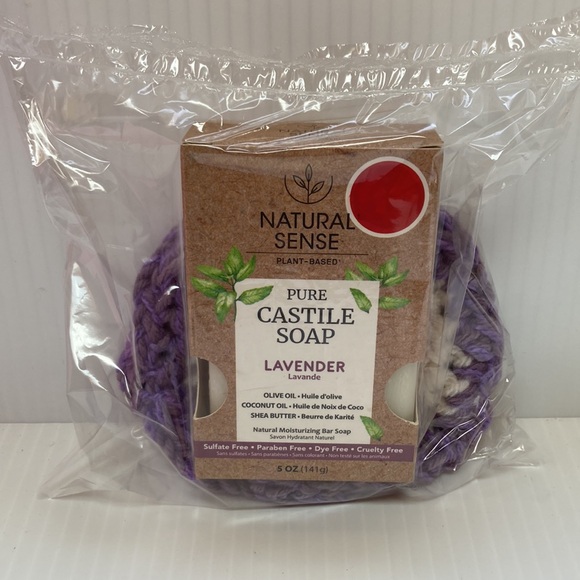 NATURAL SENSE Plant Based VEGAN Pure Castile Lavender Soap 5 oz with Scrubbie - Picture 7 of 9